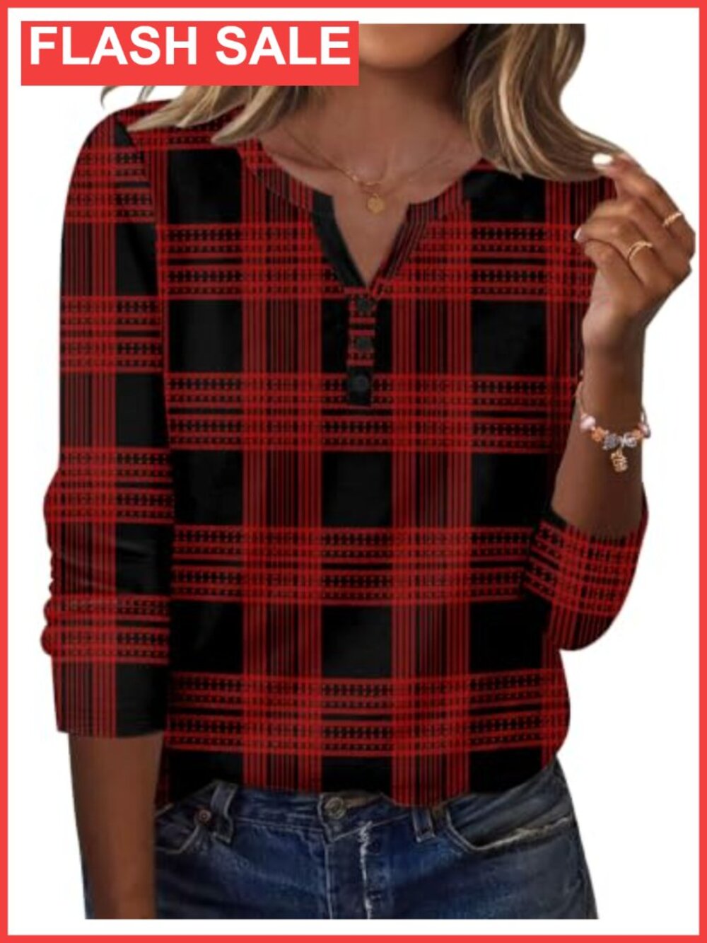 Women's Zeagoo Long Sleeve V Neck Henley T Shirt Casual Fall Top Blouse